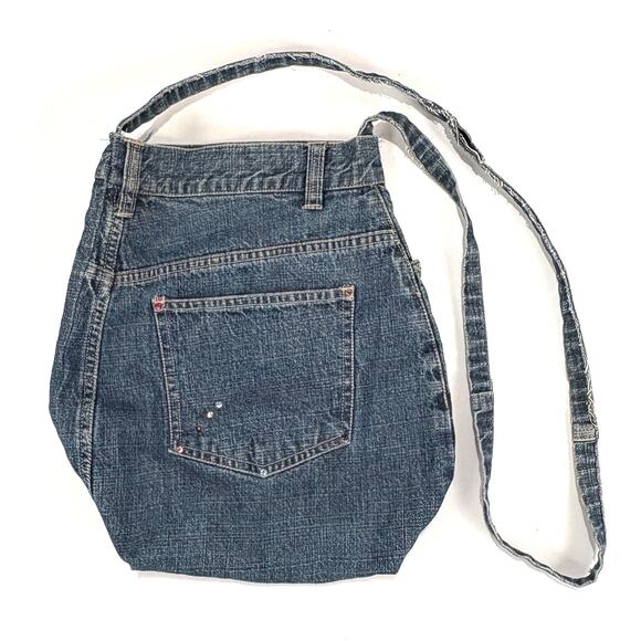 VTG Denim Handbag Bag Embroidered Tote Shoulder Jean Purse BOHO HIPPIE Handmade - Picture 11 of 11